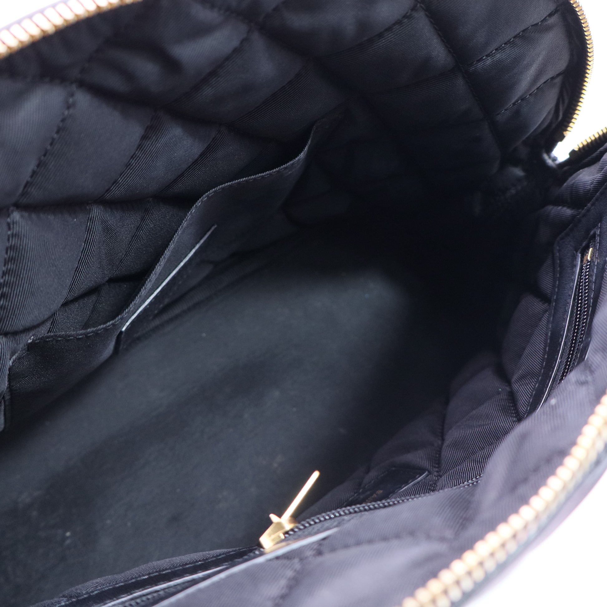 Calfskin Quilted Embroidered Cassandre Large Cosmetic Pouch Black twins