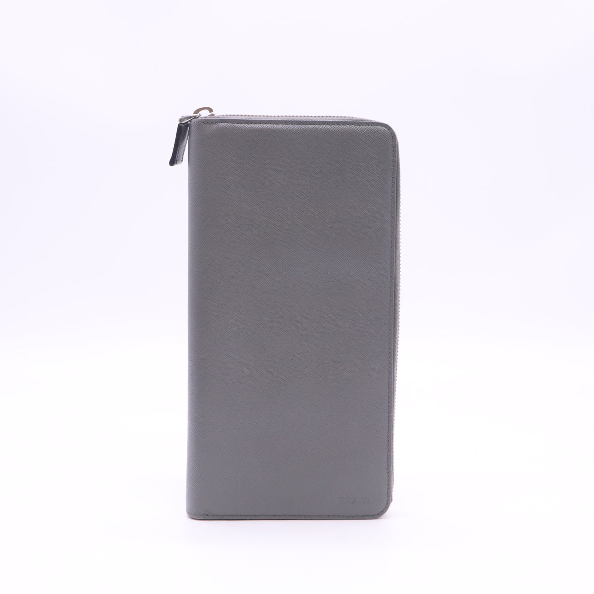 Grey Saffiano Leather Zip-Around Long Wallet W23533