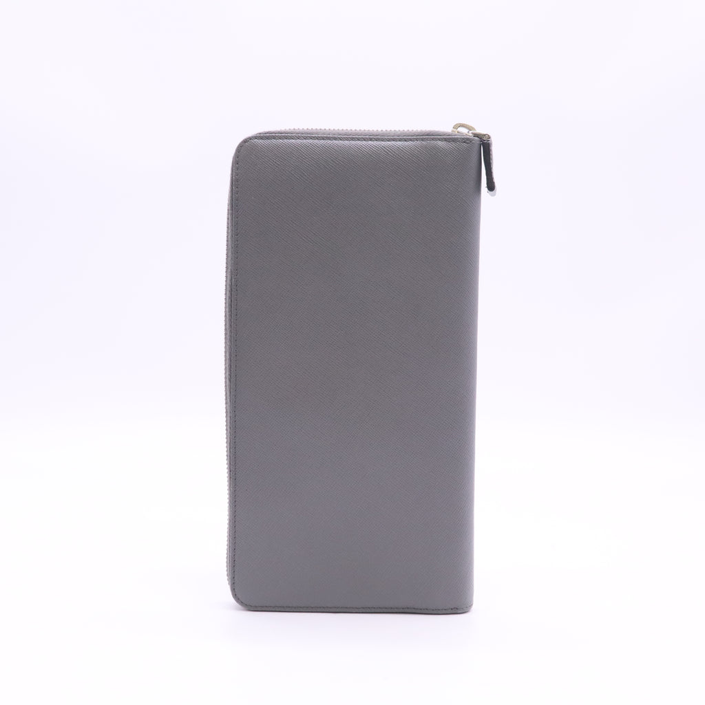 Grey Saffiano Leather Zip-Around Long Wallet W23533