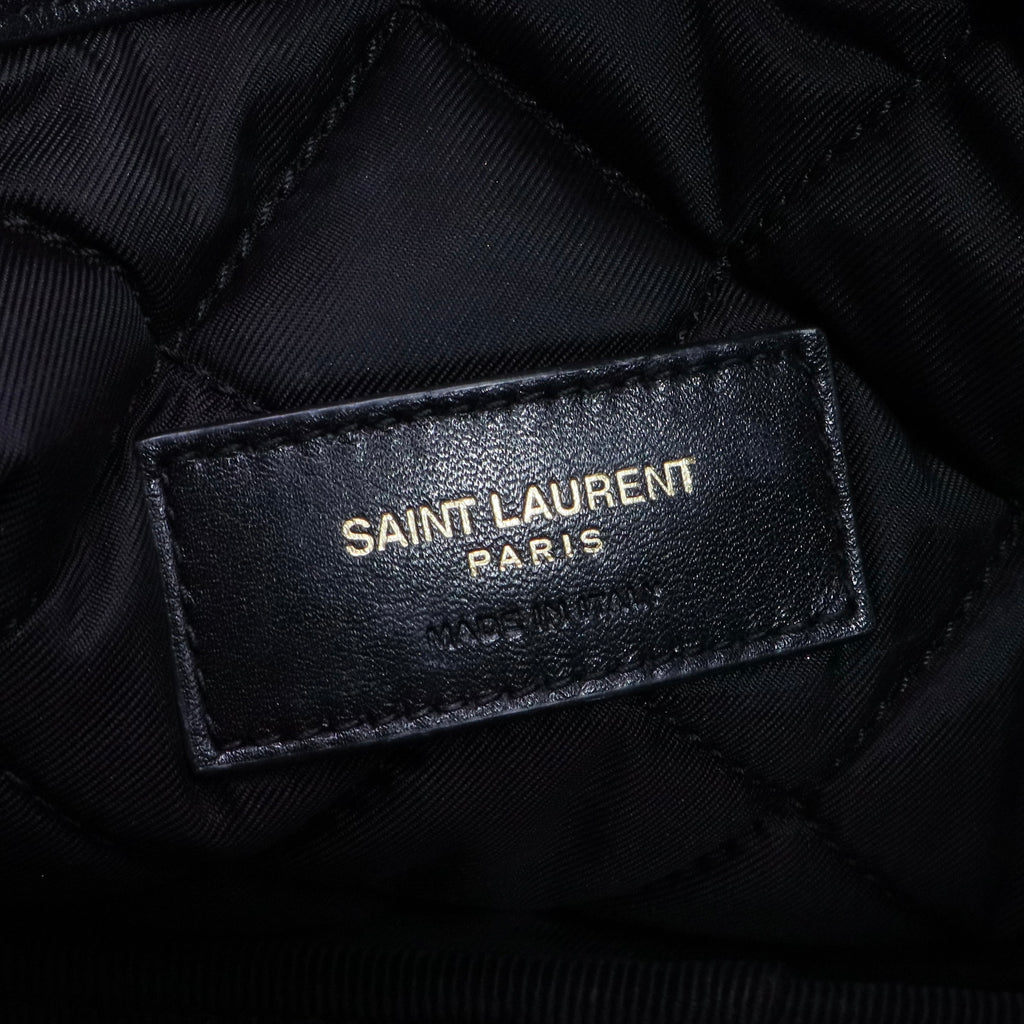 Calfskin Quilted Embroidered Cassandre Large Cosmetic Pouch Black twins