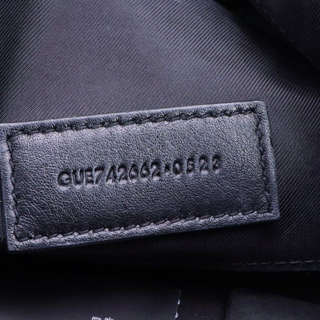 Calfskin Quilted Embroidered Cassandre Large Cosmetic Pouch Black twins