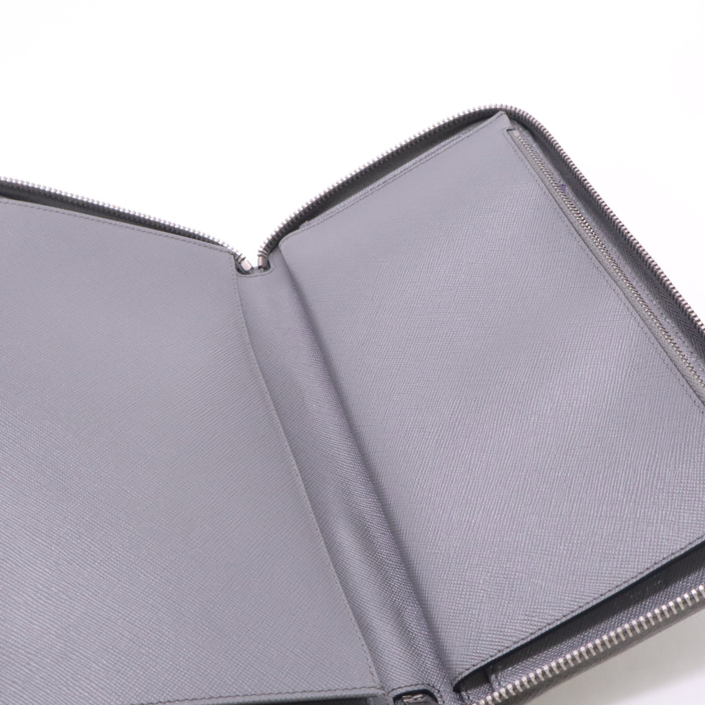 Grey Saffiano Leather Zip-Around Long Wallet W23533