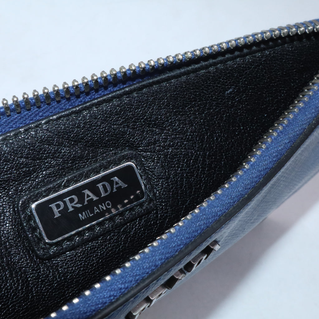 Prada Tricolor Saffiano Leather Zip Flat Pouch W21199