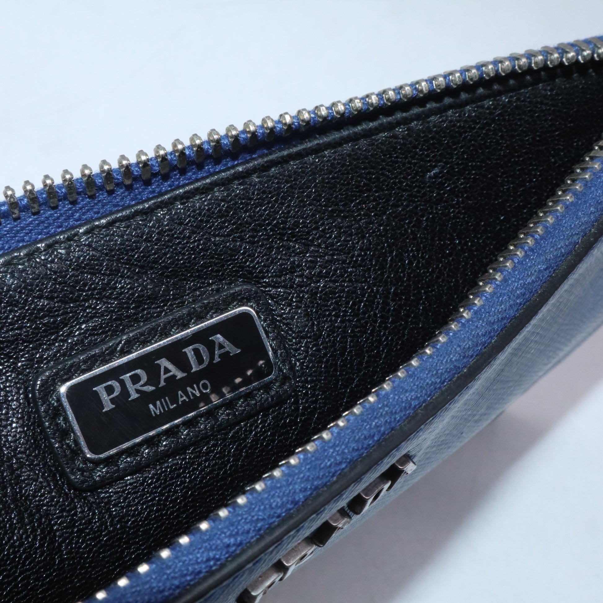 Prada Tricolor Saffiano Leather Zip Flat Pouch W21199