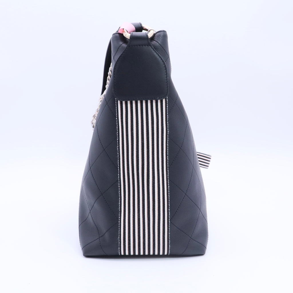 Calfskin Stitched Over & Over Hobo Black twins