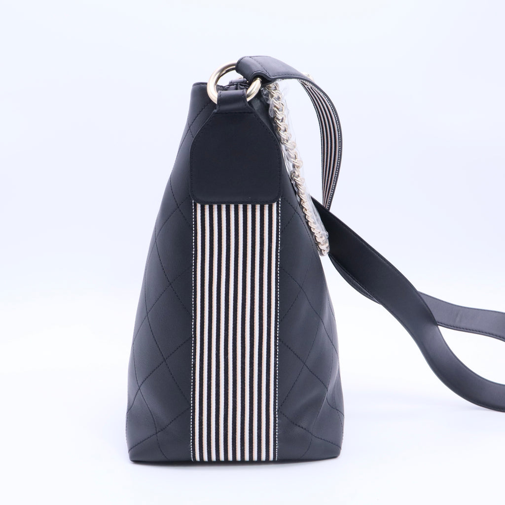 Calfskin Stitched Over & Over Hobo Black twins