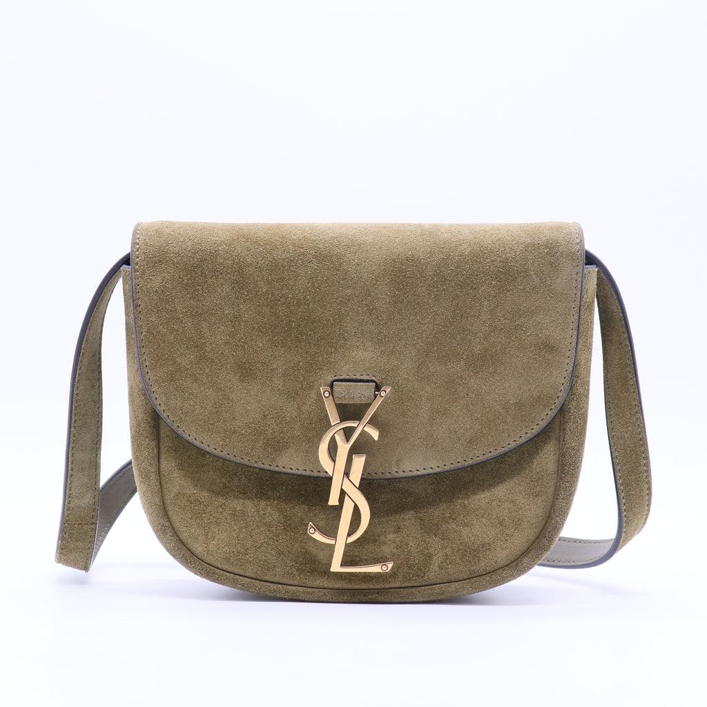 Suede Calfskin Monogram Small Kaia Satchel Olive Green B20038