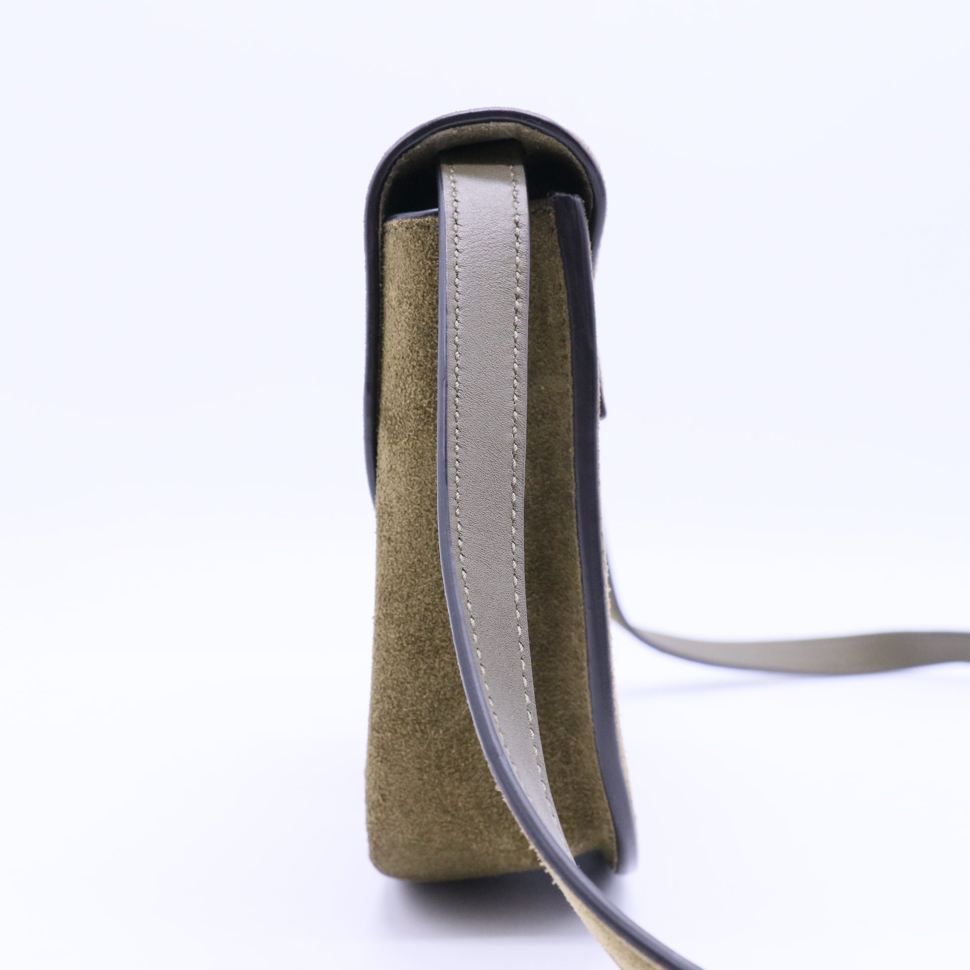 Suede Calfskin Monogram Small Kaia Satchel Olive Green B20038