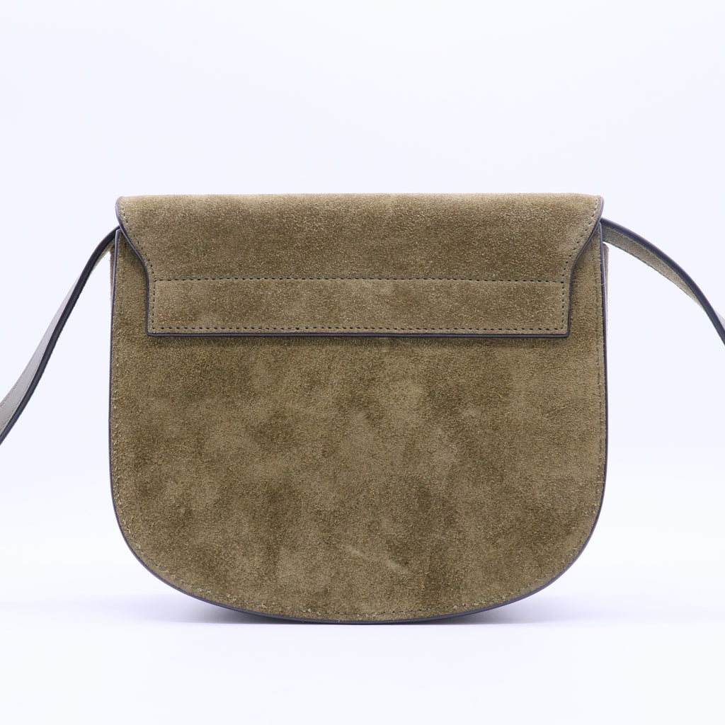 Suede Calfskin Monogram Small Kaia Satchel Olive Green B20038