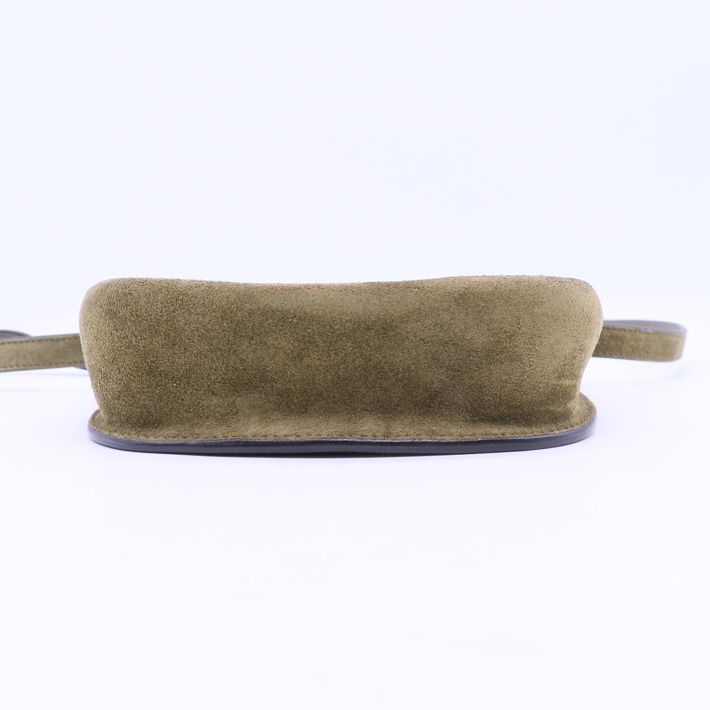 Suede Calfskin Monogram Small Kaia Satchel Olive Green B20038
