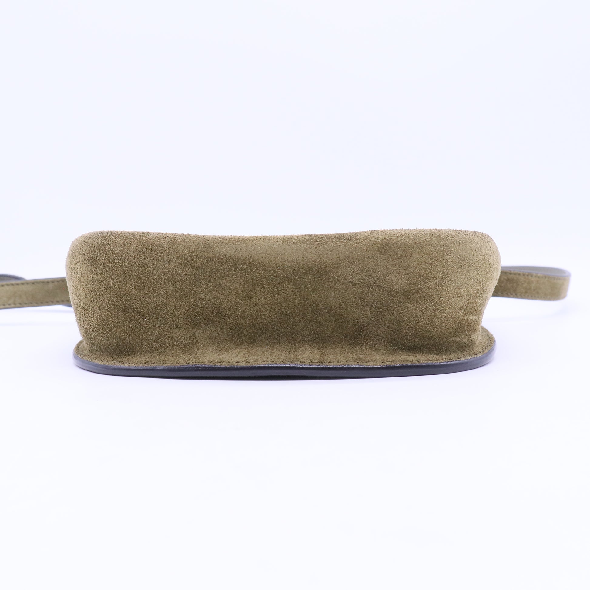 Suede Calfskin Monogram Small Kaia Satchel Olive Green B20038