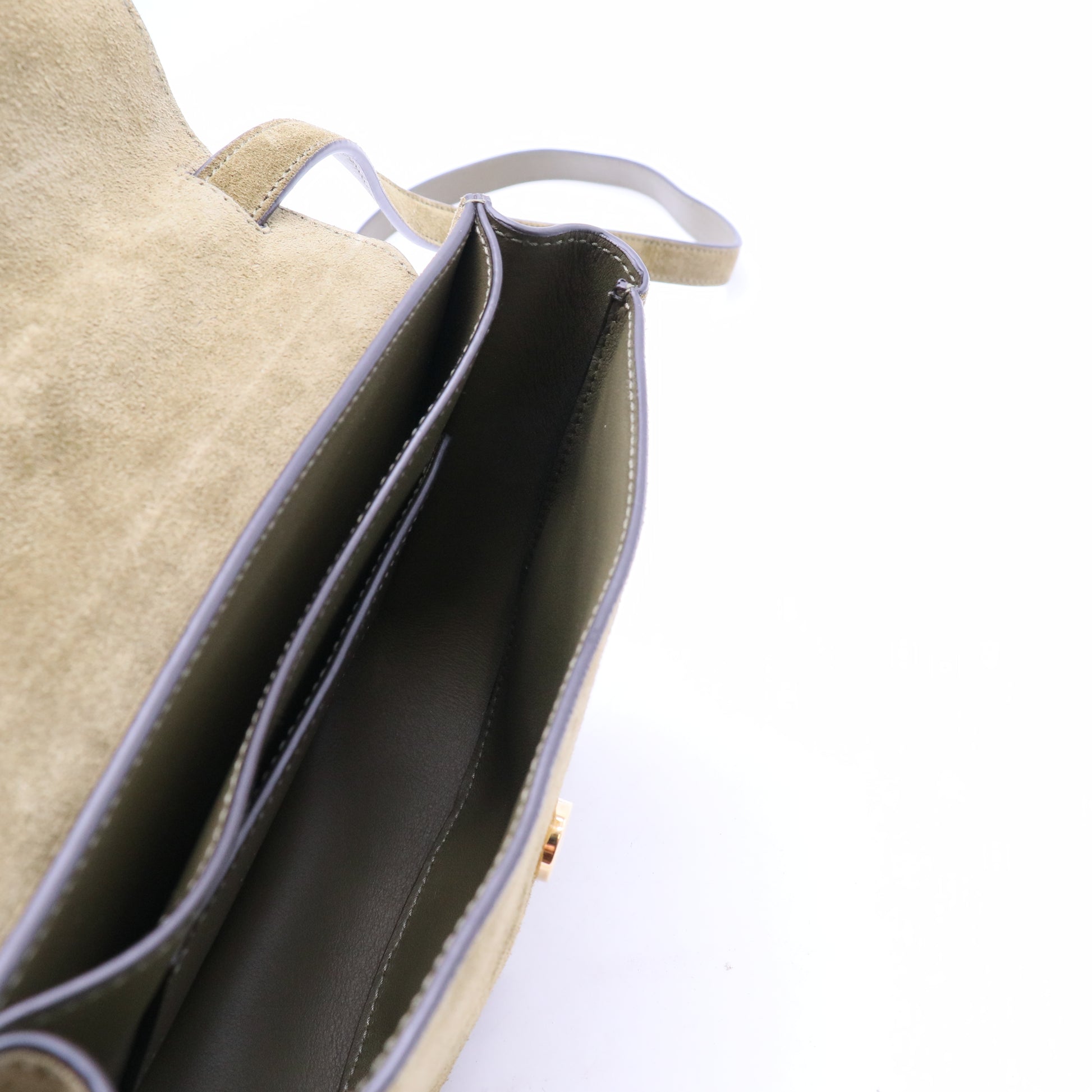 Suede Calfskin Monogram Small Kaia Satchel Olive Green B20038