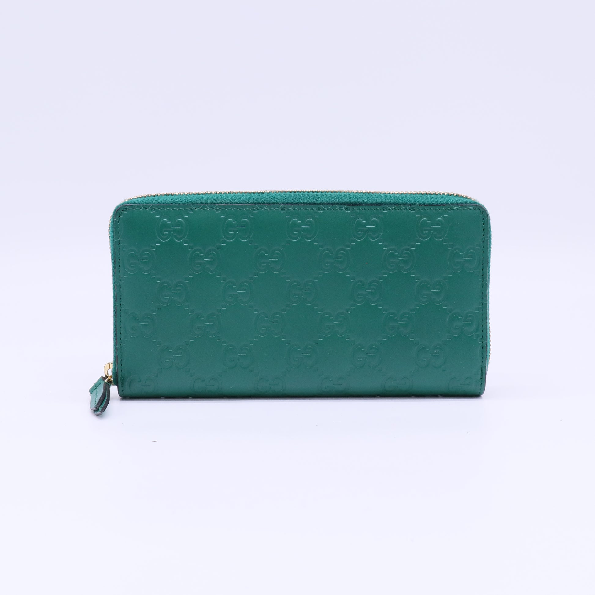 Green Guccissima Leather Zip Around Continental Wallet