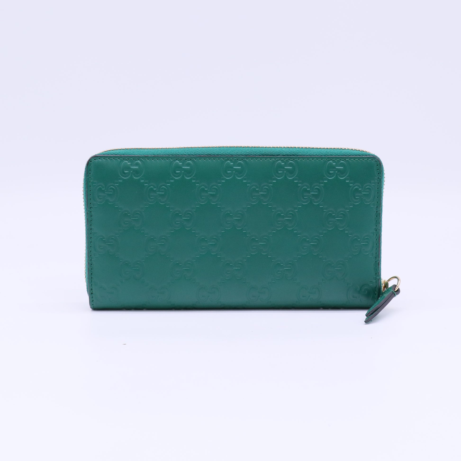 Green Guccissima Leather Zip Around Continental Wallet