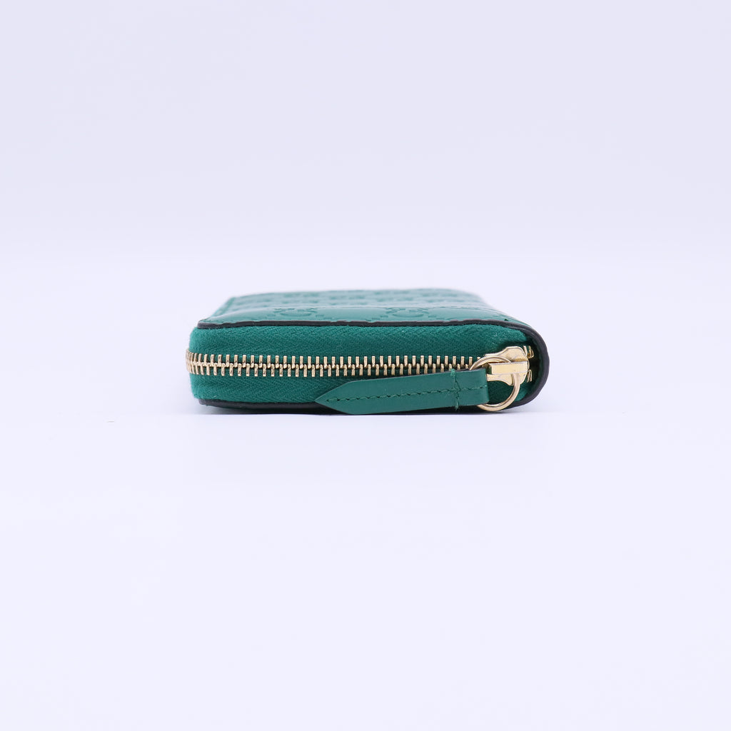 Green Guccissima Leather Zip Around Continental Wallet