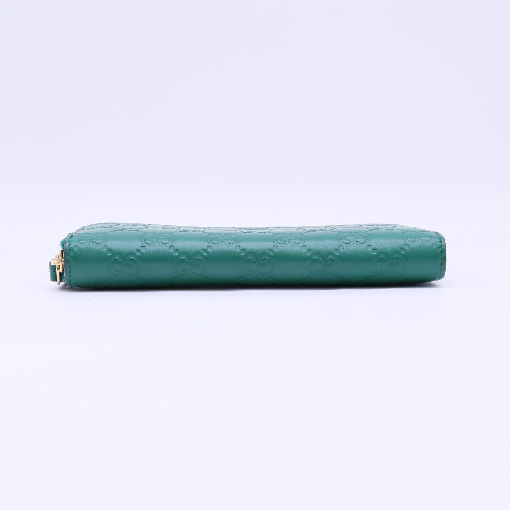 Green Guccissima Leather Zip Around Continental Wallet