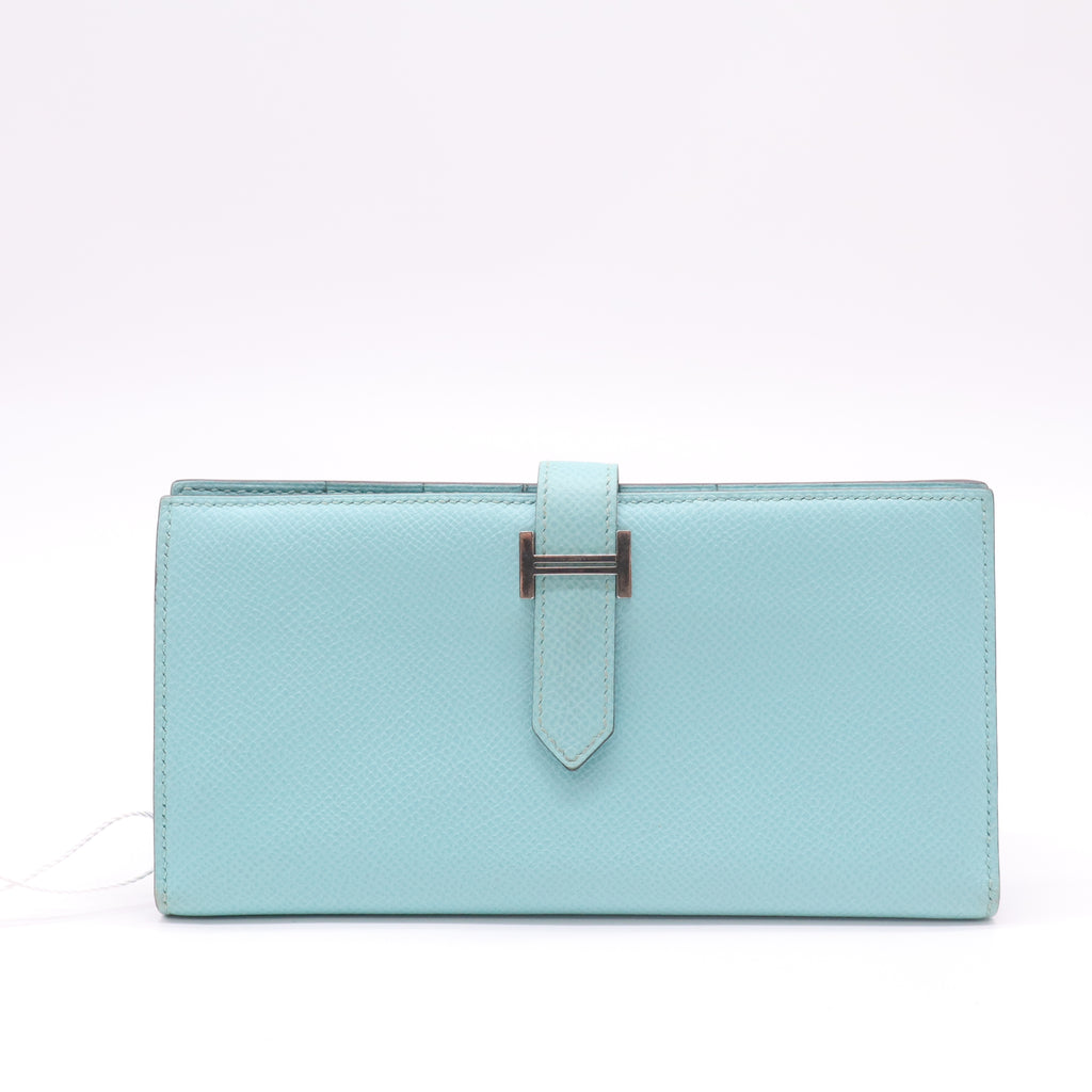 Hermes Epsom Bearn Gusset Wallet Bleu Zephyr twins LDZ231