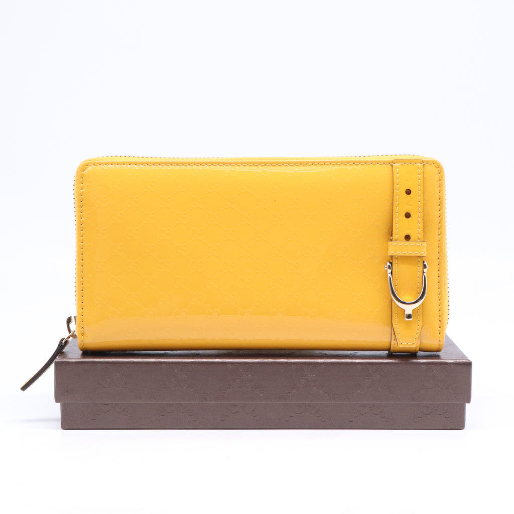 Gucci Bright Diamante Leather Zip Around Wallet W21070