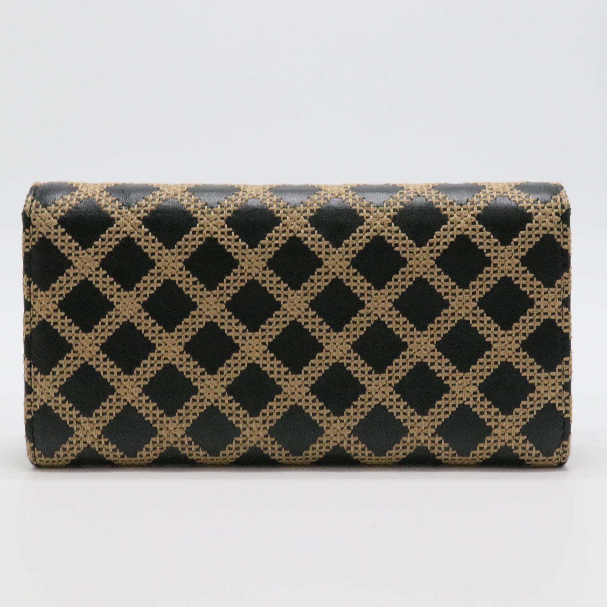 Black & Gold Lattice Pattern Long Wallet