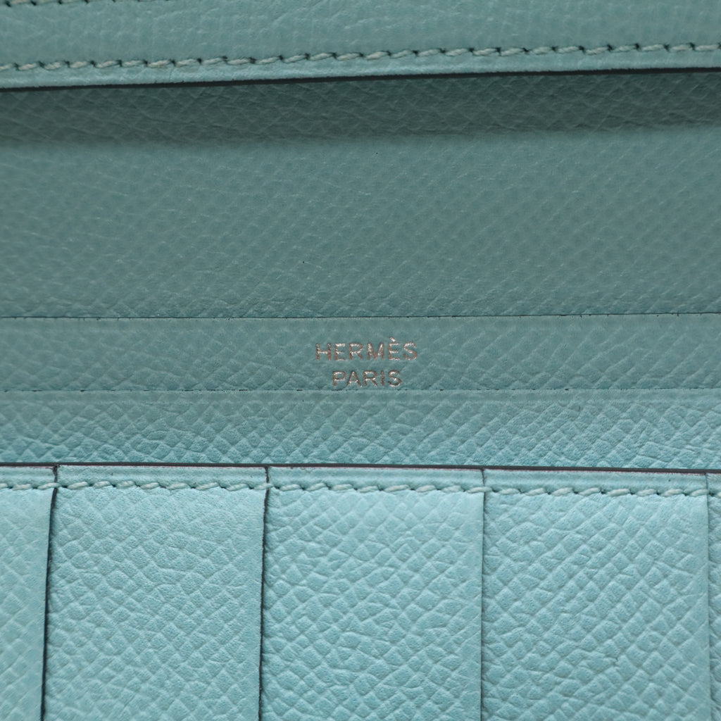 Hermes Epsom Bearn Gusset Wallet Bleu Zephyr twins LDZ231