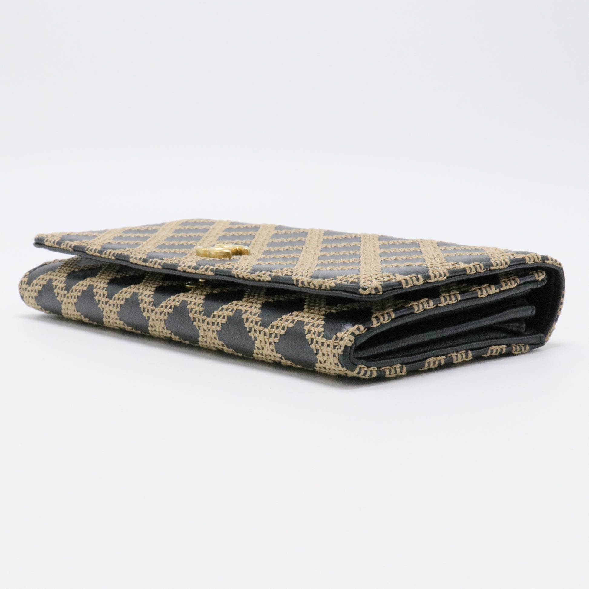 Black & Gold Lattice Pattern Long Wallet