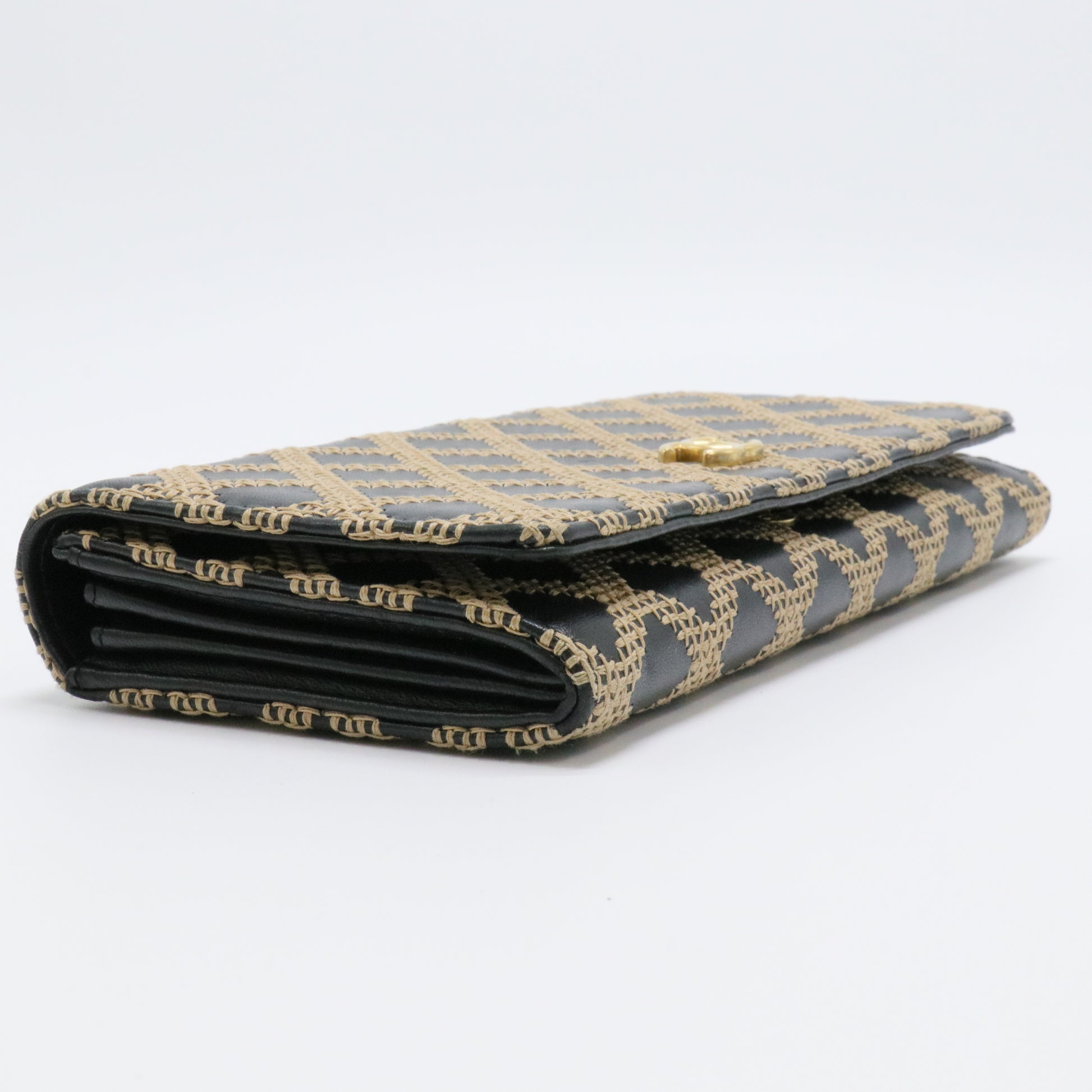 Black & Gold Lattice Pattern Long Wallet