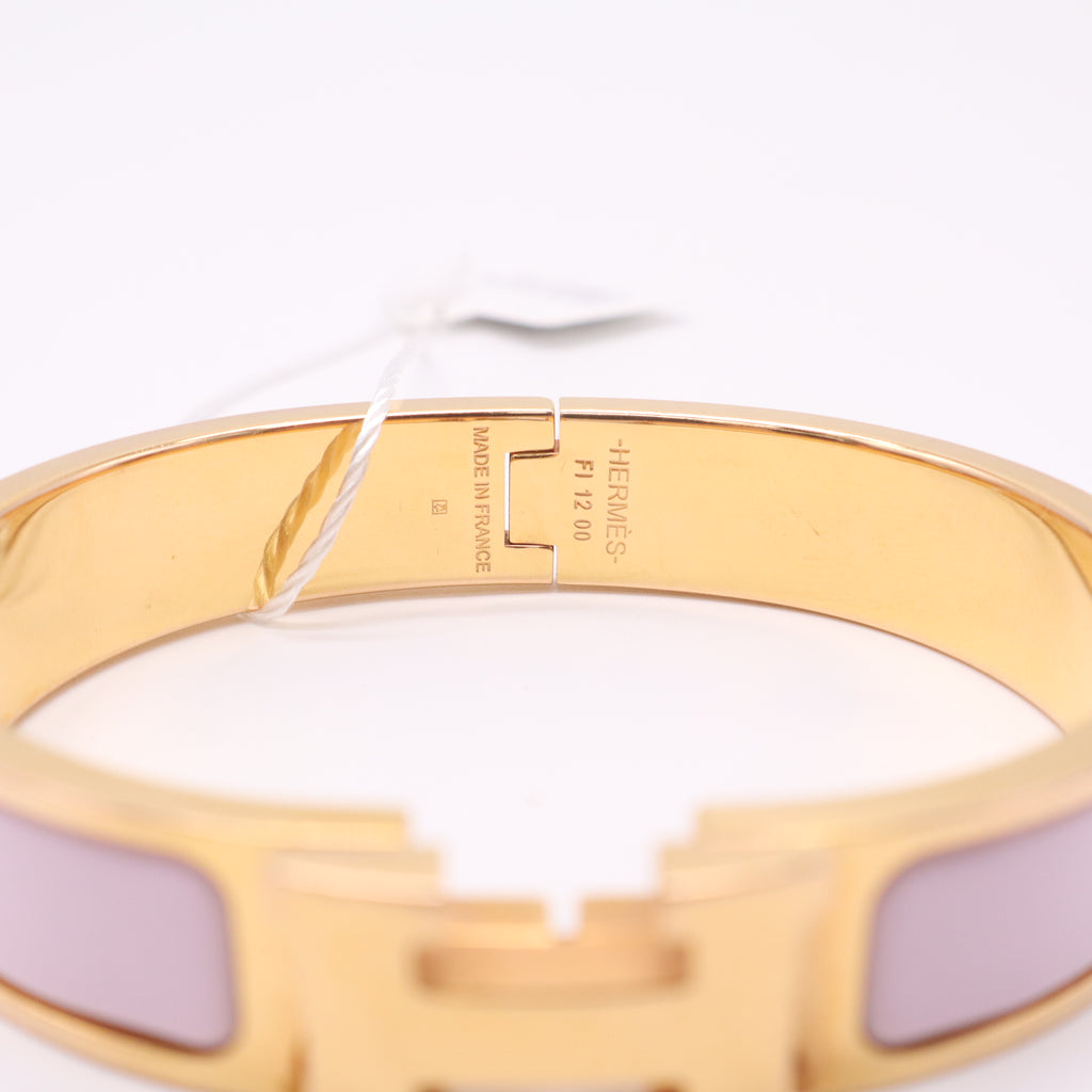 Hermes Rosewood Enamel Gold Plated Clic H PM Narrow Bracelet twins LDZ210