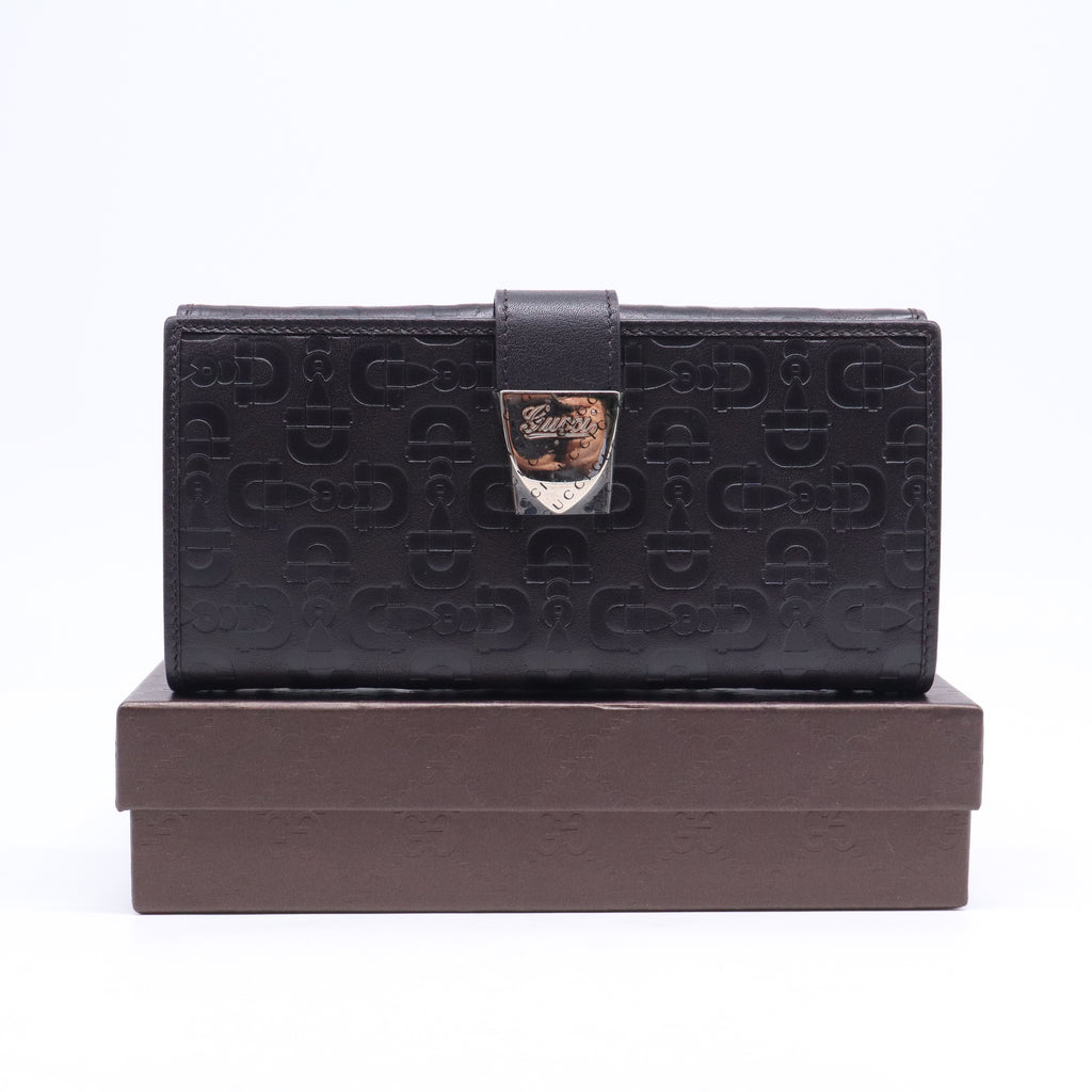 Gucci Guccissima Leather Script Logo Long Wallet W21079
