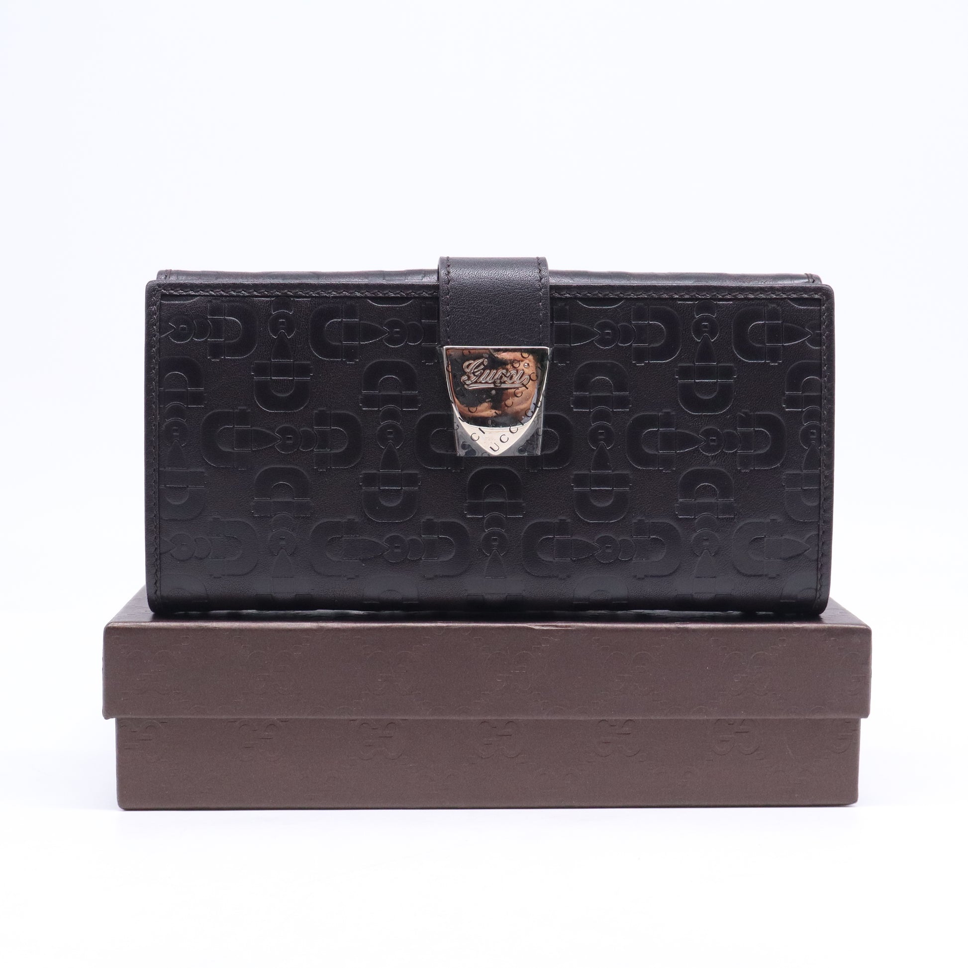 Gucci Guccissima Leather Script Logo Long Wallet W21079