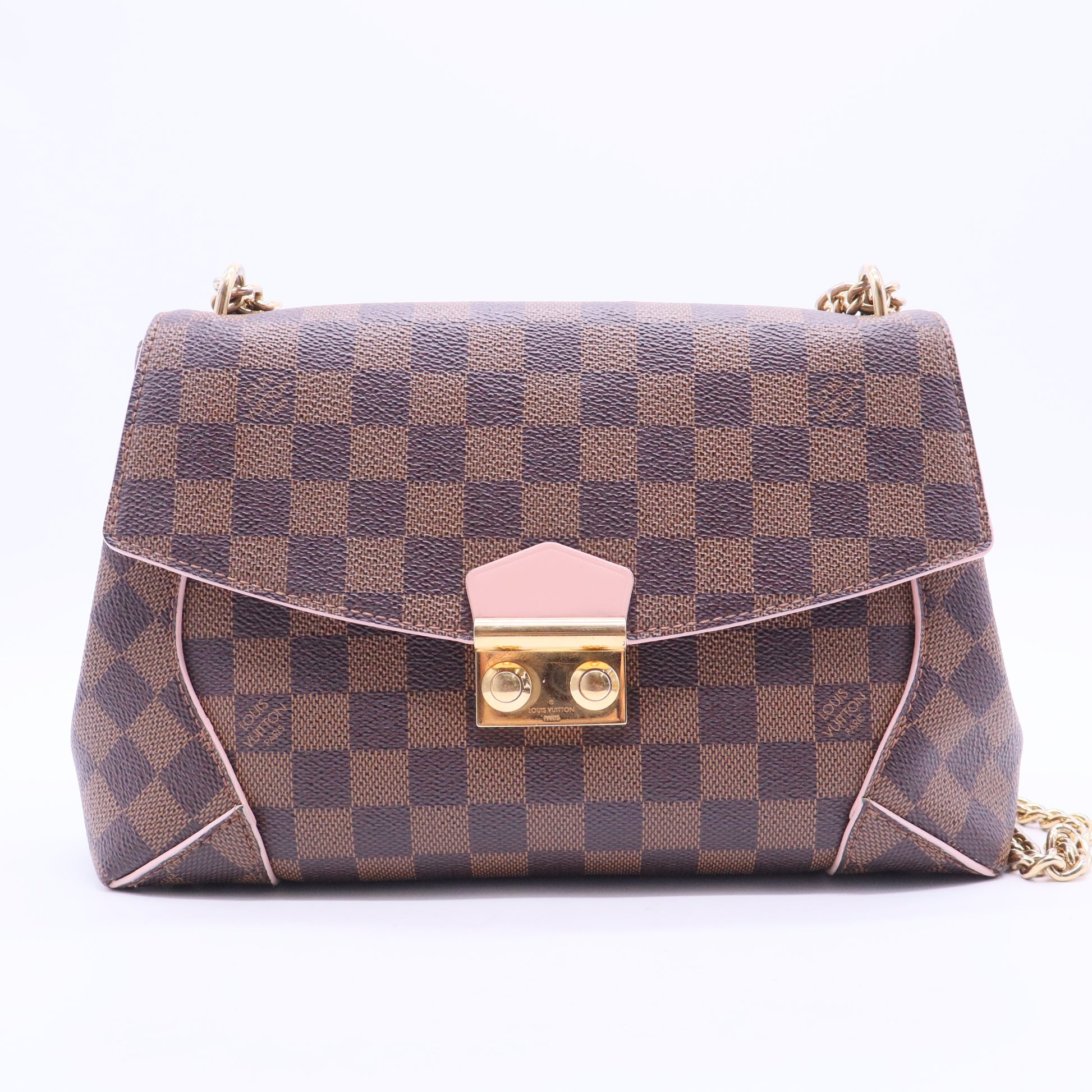Caissa Chain Damier Ebene Clutch Shoulder Bag B12084