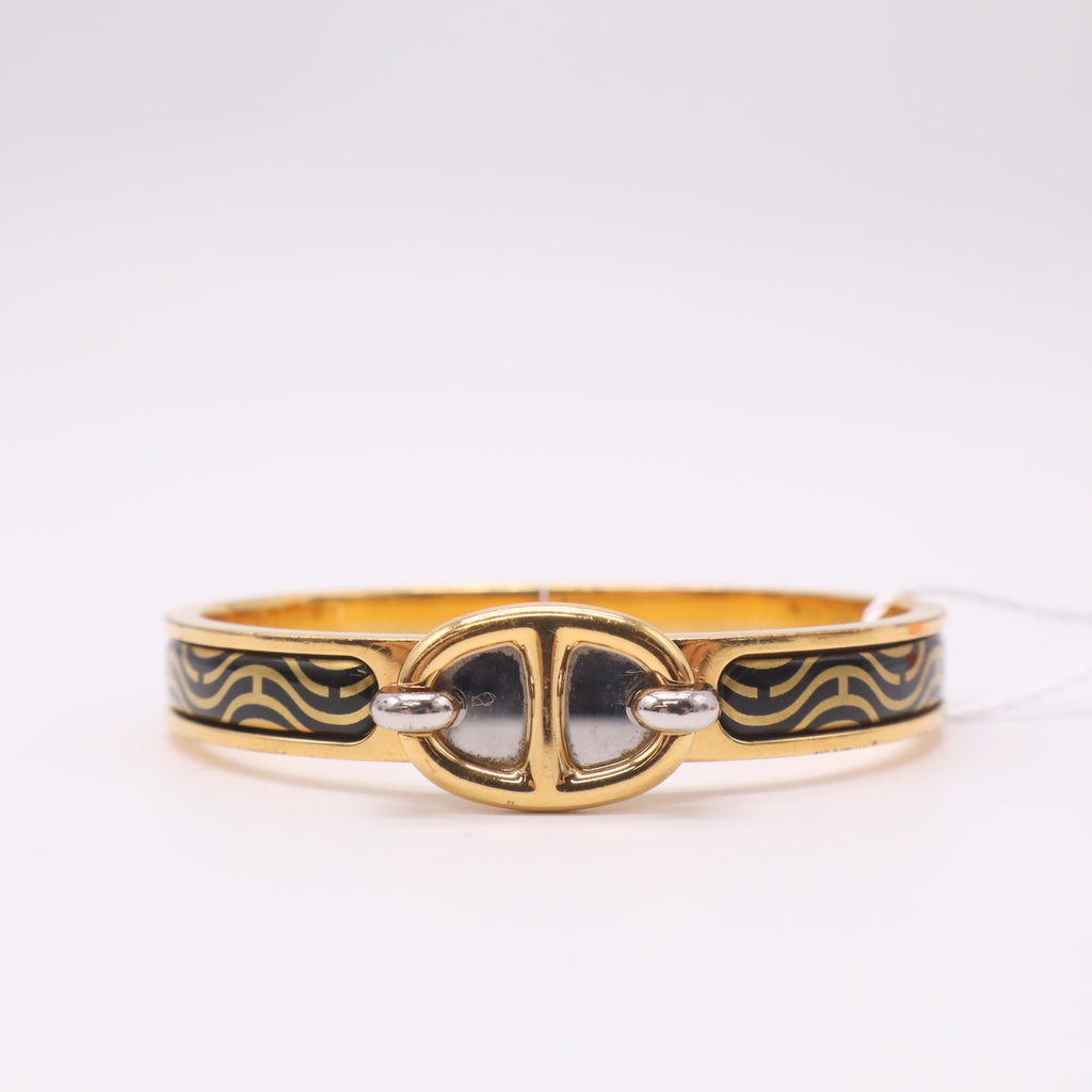 Hermes Enamel Clic H Bracelet PM Blanc Yellow Gold twins LDZ209