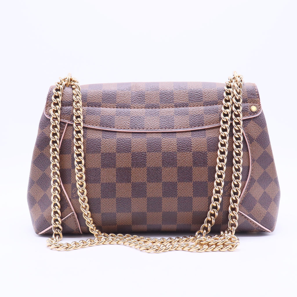 Caissa Chain Damier Ebene Clutch Shoulder Bag B12084