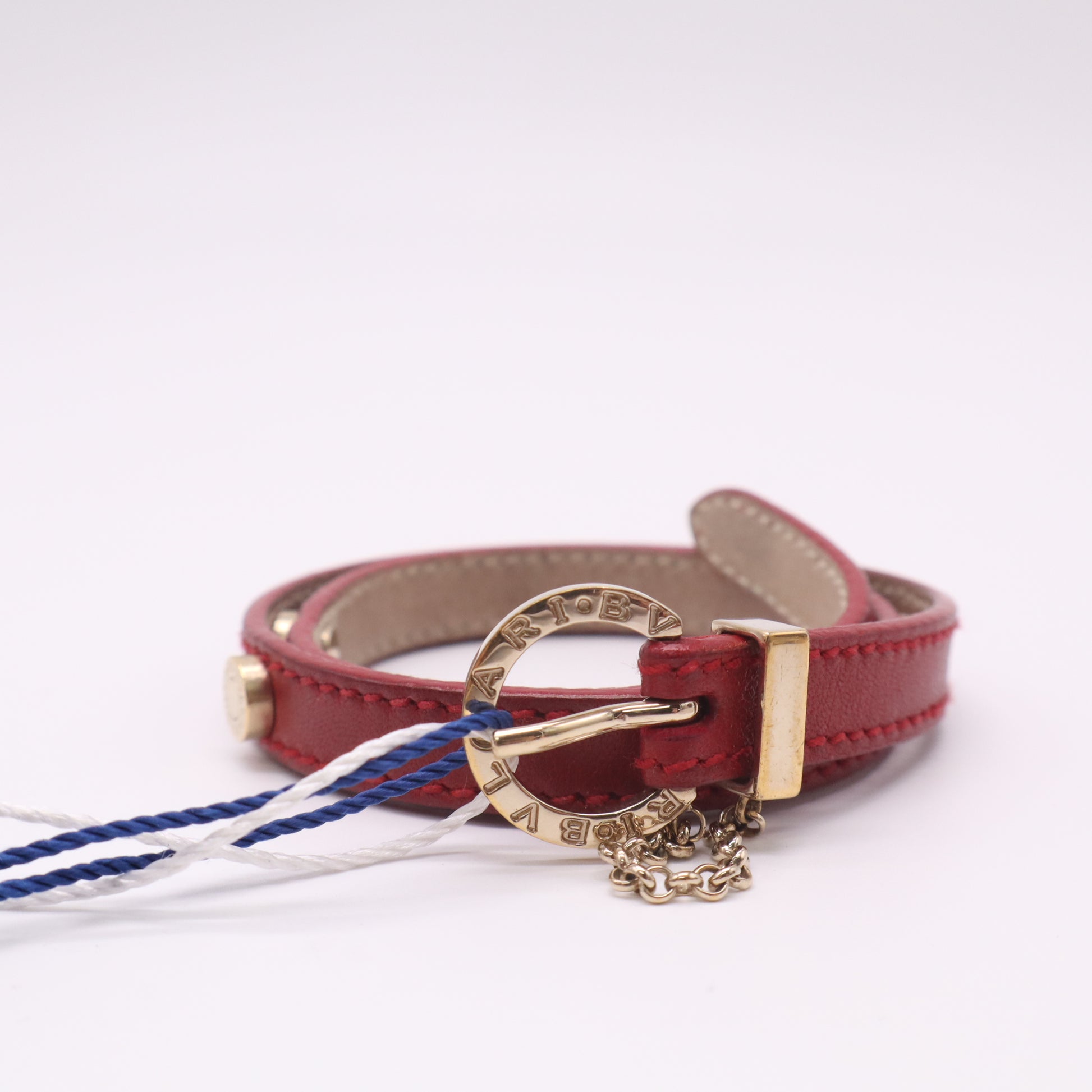Bvlgari Red Leather Double Wrap Bracelet twins LDZ212
