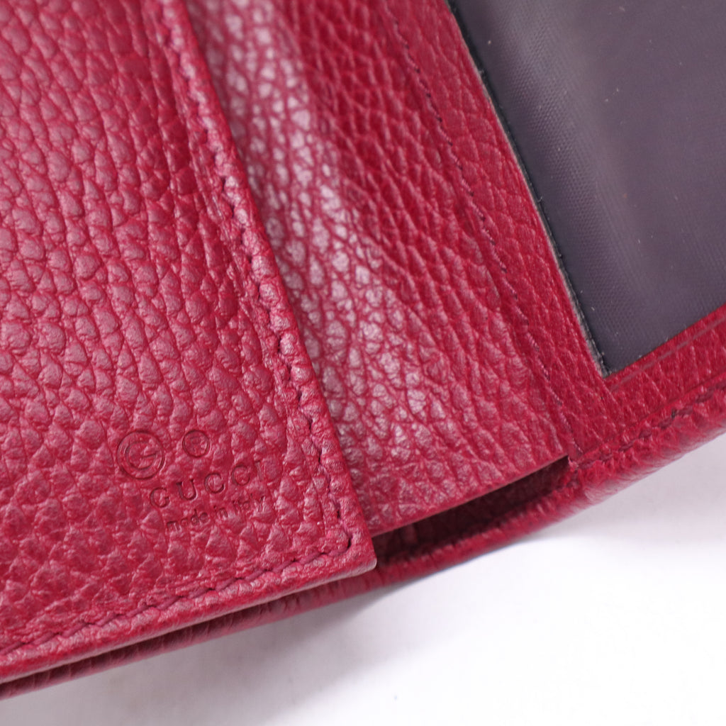 Gucci Red Dollar Calfskin Leather Continental Tab Wallet W21060