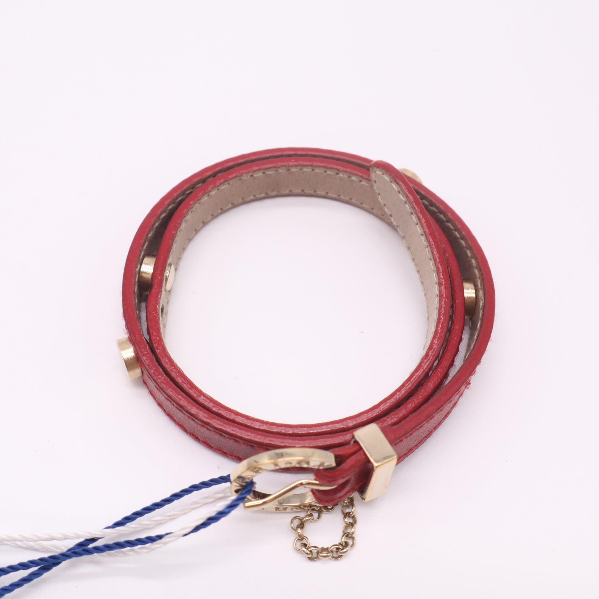 Bvlgari Red Leather Double Wrap Bracelet twins LDZ212