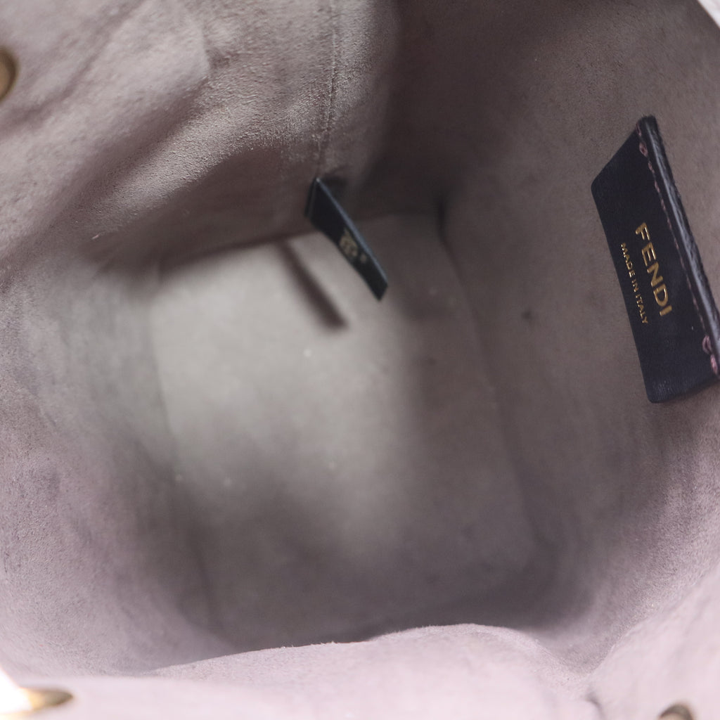 White Leather Montrezo Bucket Bag Mini twins