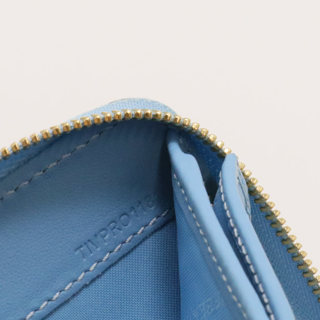 Compact Zip Wallet – Horseferry Check with Blue Leather Trim