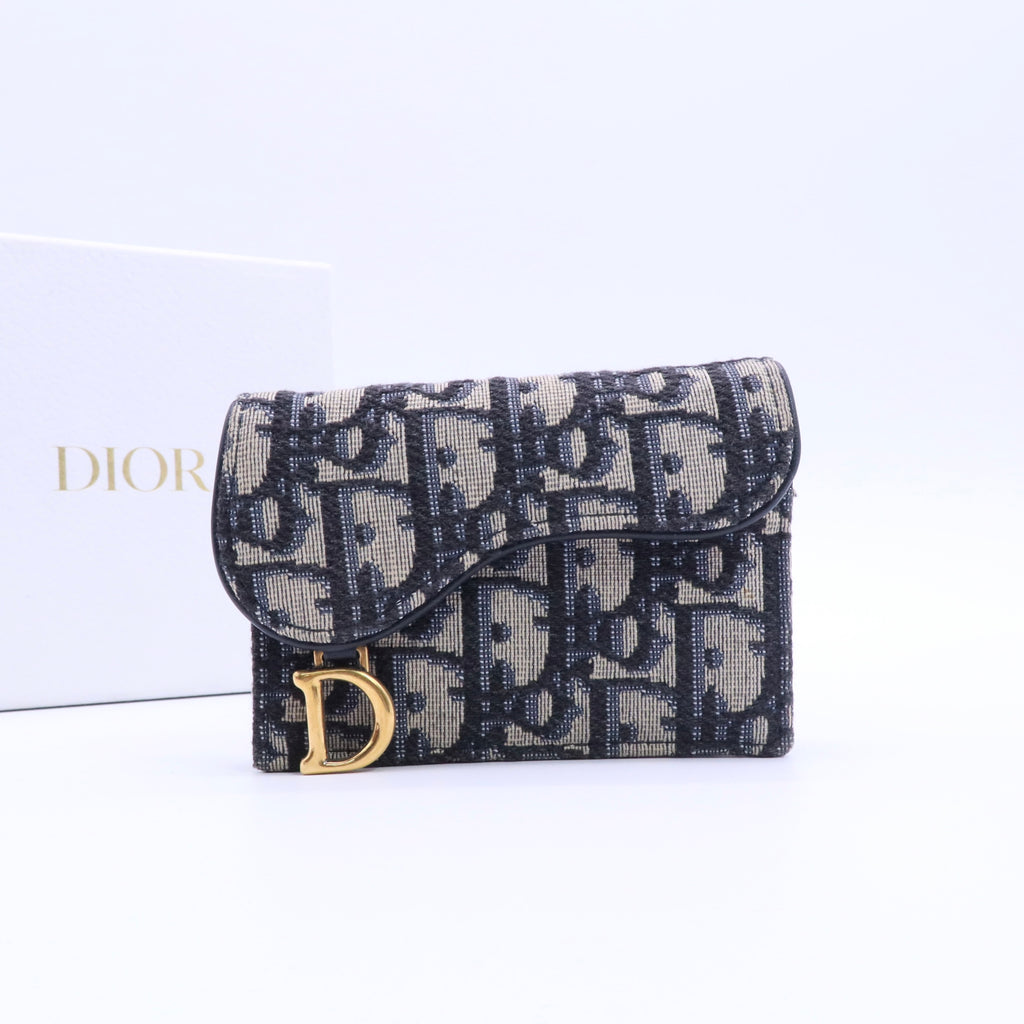 Oblique Saddle Card Holder Blue twins