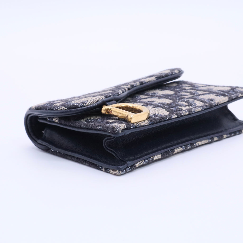 Oblique Saddle Card Holder Blue twins
