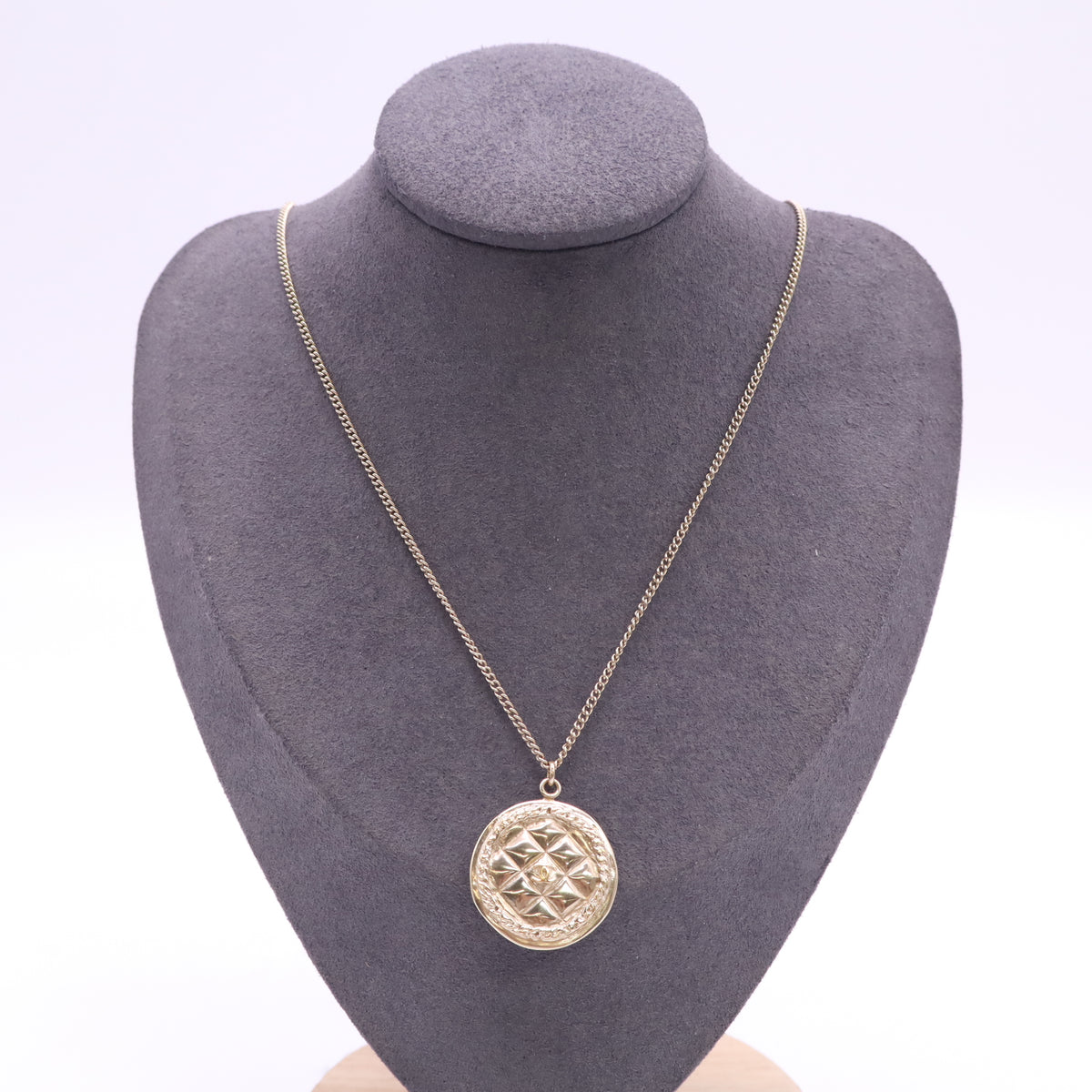 CC Medallion Quilted Pendant Necklace Metal W23472
