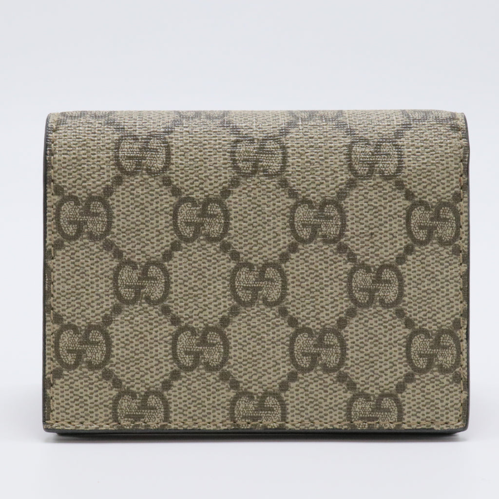 GG Supreme Monogram Cherry Embellished Card Case Wallet