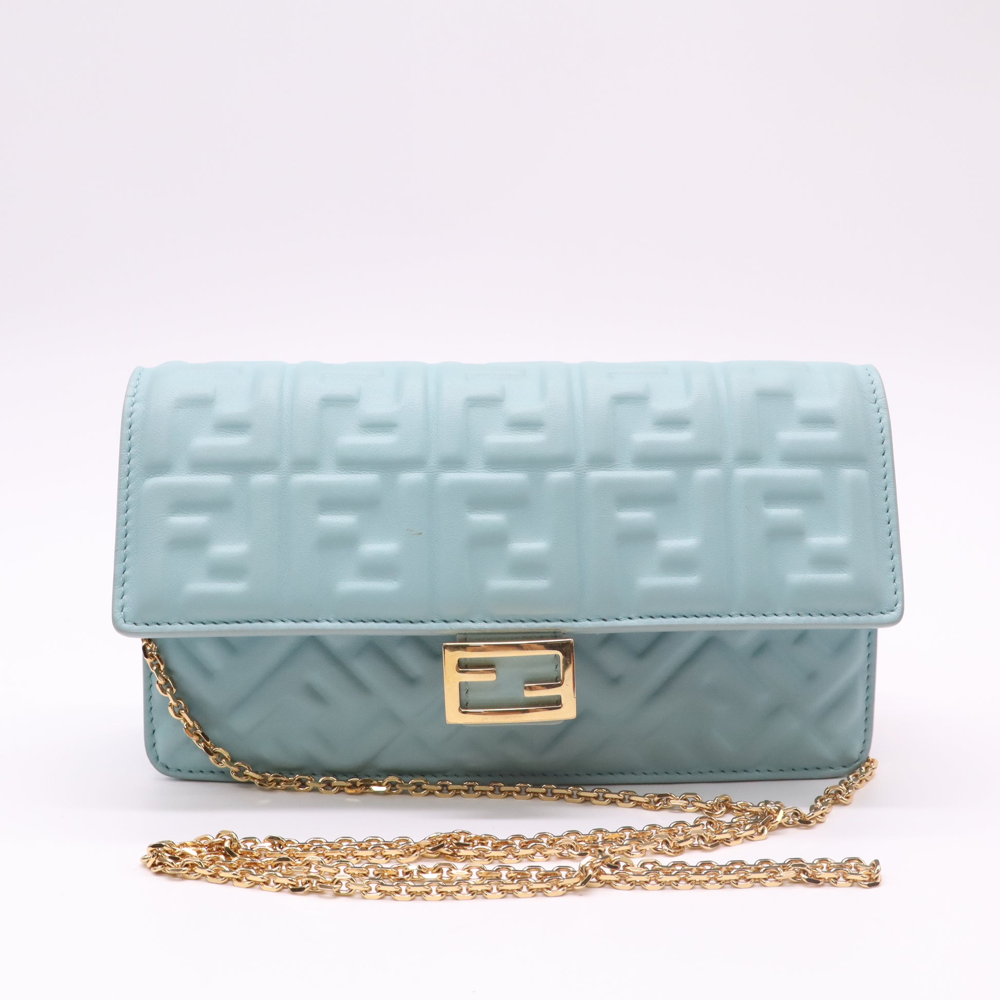Fendi Nappa Matisse FF Embossed Wallet On Chain Baguette Camelia Twins LDZ230