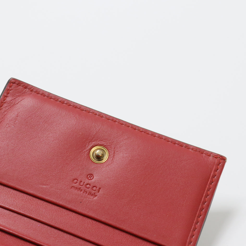 GG Supreme Monogram Cherry Embellished Card Case Wallet
