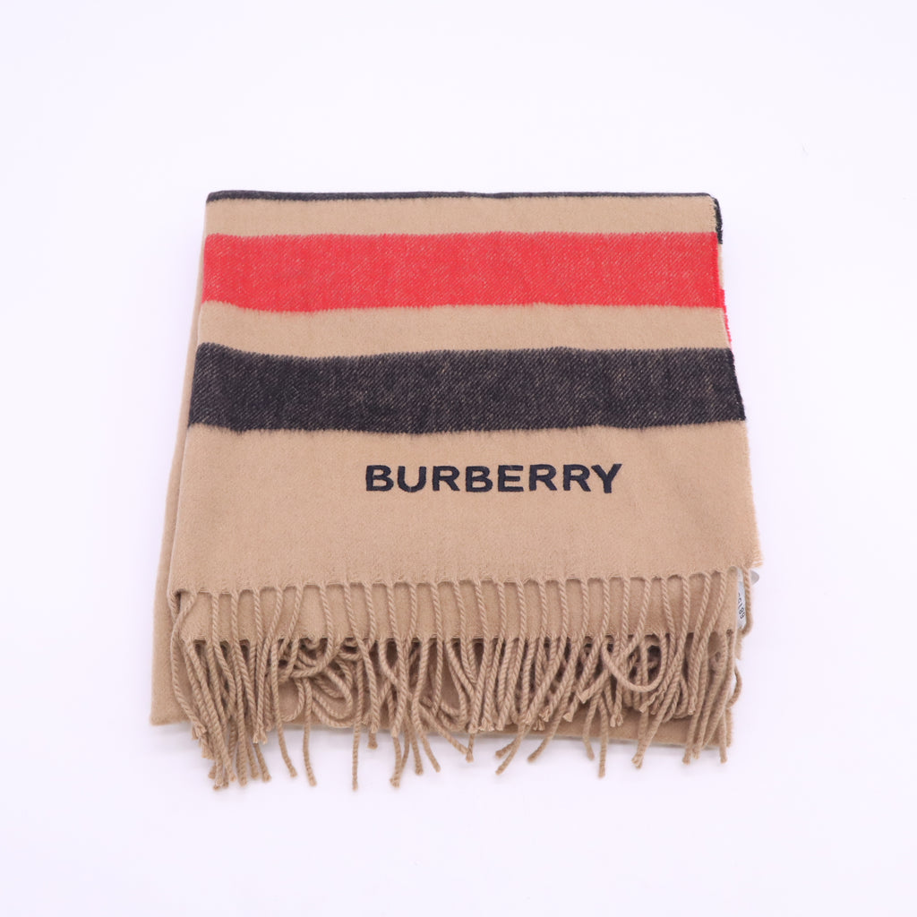 Burberry Icon Stripe Logo Cashmere Scarf W23477