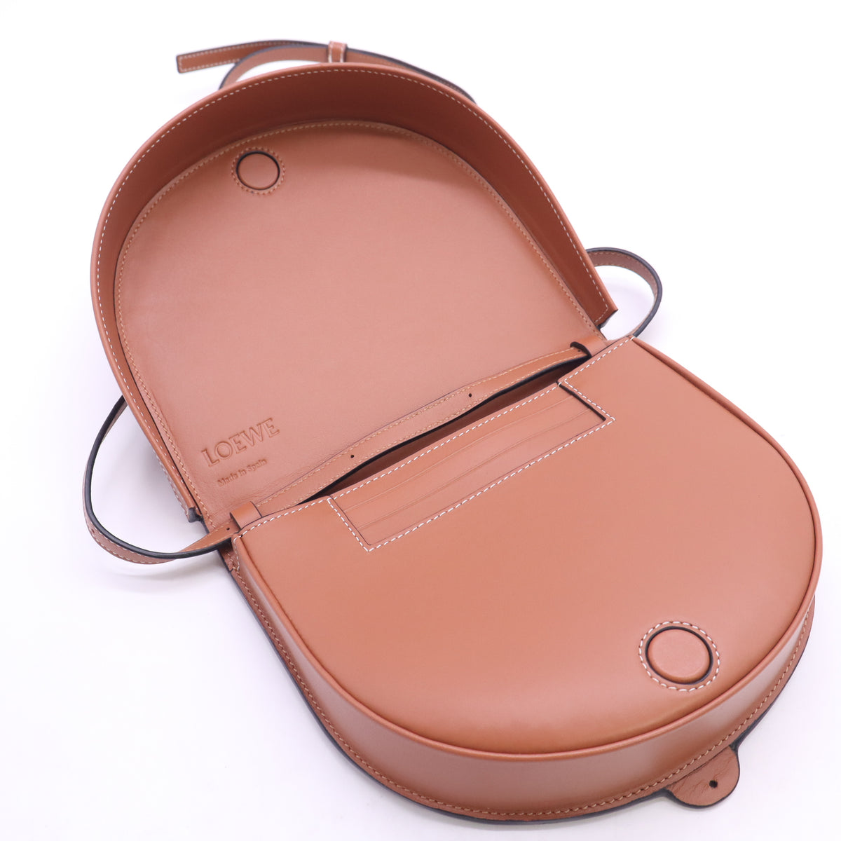 Loewe Soft Calfskin Heel Saddle Bag Tan B24719