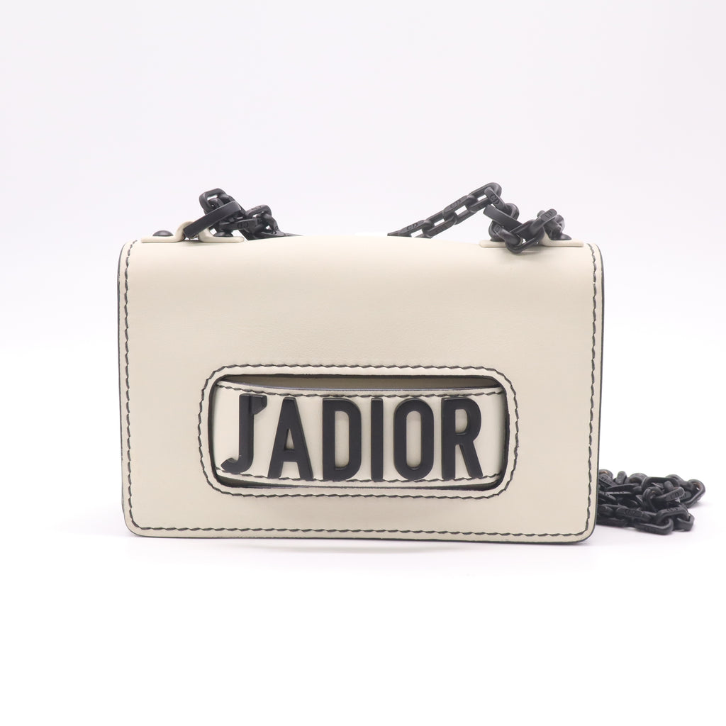 Christian Dior J'Adior Mini Ultra-Matte Leather Flap Bag with Chain in Off-White B22973