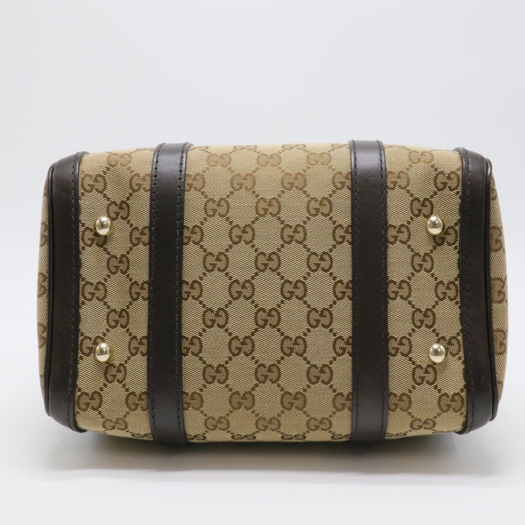 Beige/Ebony GG Canvas Medium Joy Boston Bag