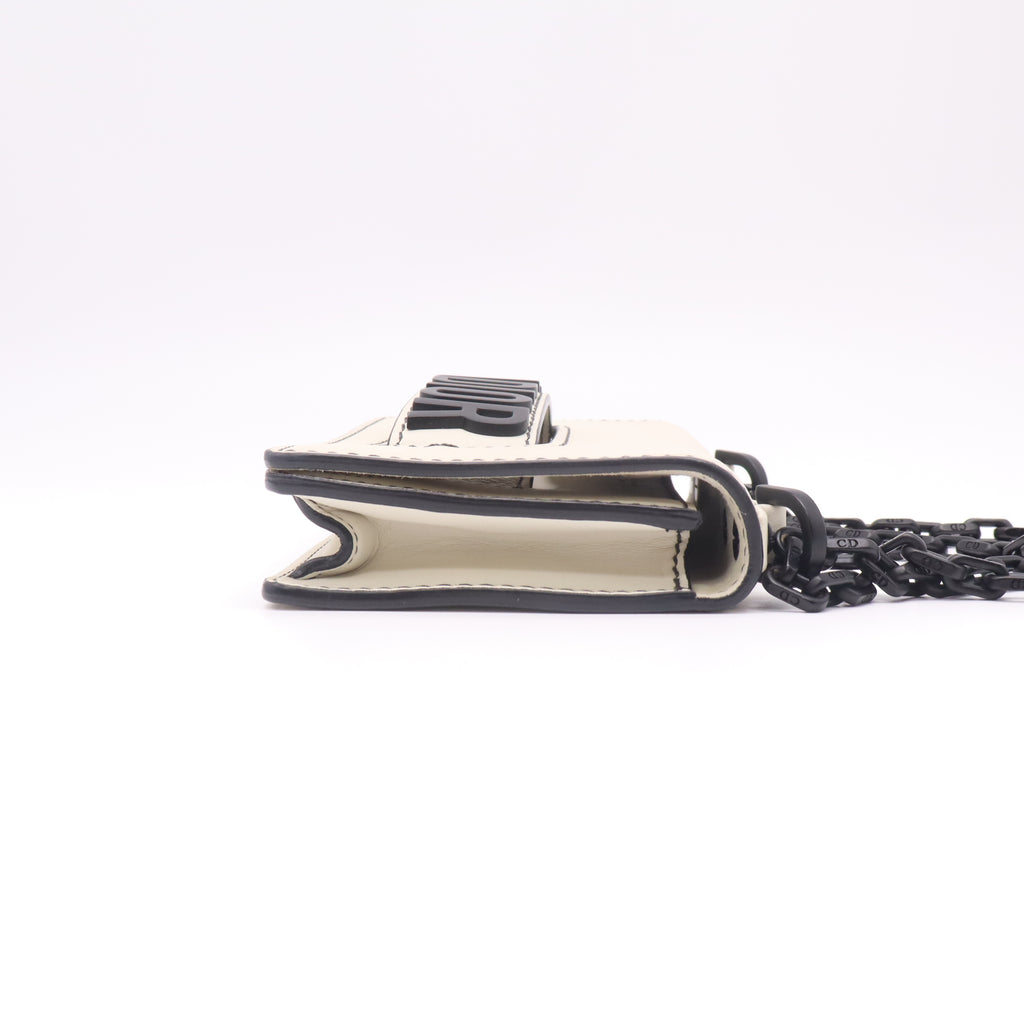 Christian Dior J'Adior Mini Ultra-Matte Leather Flap Bag with Chain in Off-White B22973