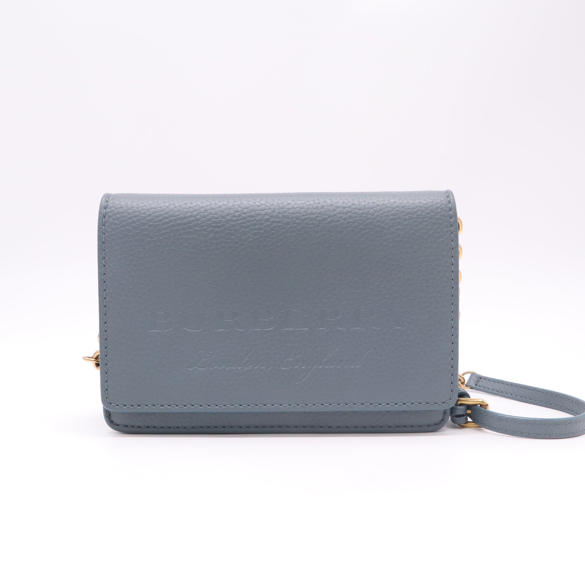 Blue Pebbled Leather Hampshire Wallet On Chain B22962