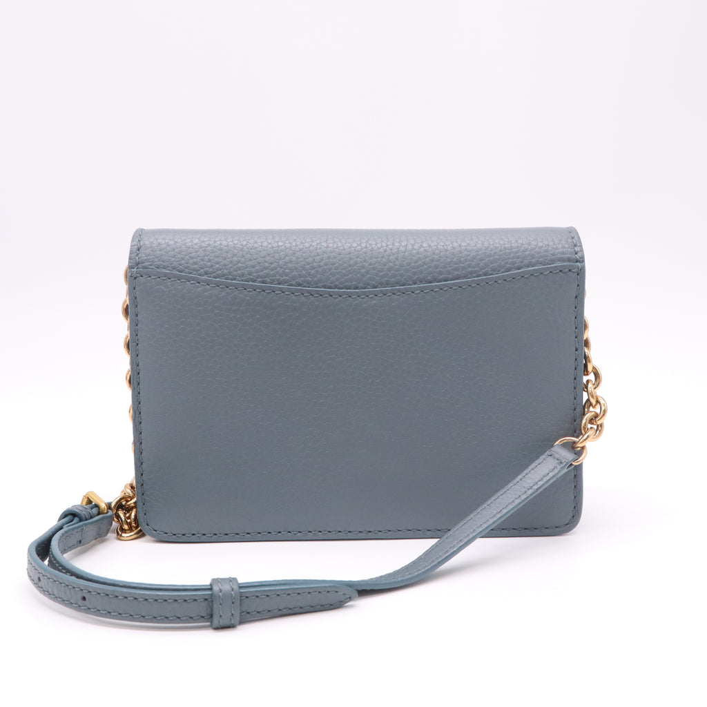 Blue Pebbled Leather Hampshire Wallet On Chain B22962